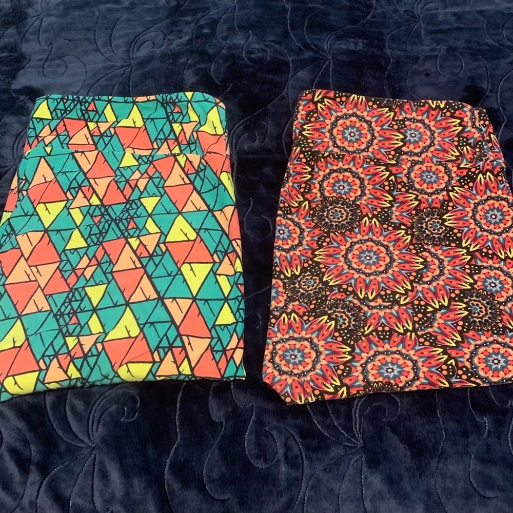 Colorful Geometric and Floral Patterned LuLaRoe Leggings OS